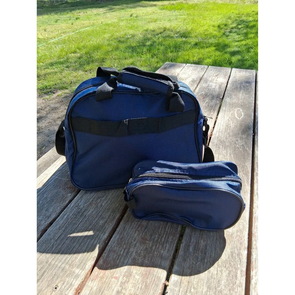Blue Medium Travel Shoulder Bag by TAG w/Small Accessories Bag Tablet